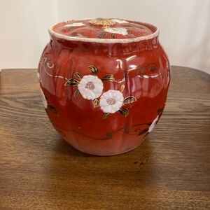 Vintage Clay floral Biscuit Jar